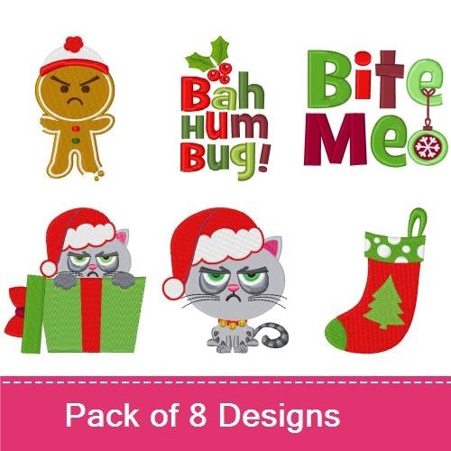 Cheeky Christmas Embroidery Designs Bundle – Gingerbread Man, Santa Owl, Bah Hum Bug & More (8 Designs)