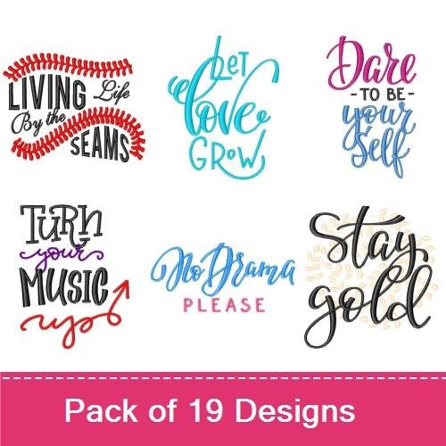 Inspirational Quotes Embroidery Designs Bundle – Do Small Things with Great Love, Let Love Grow, Sweet Dreams & More (19 Designs)