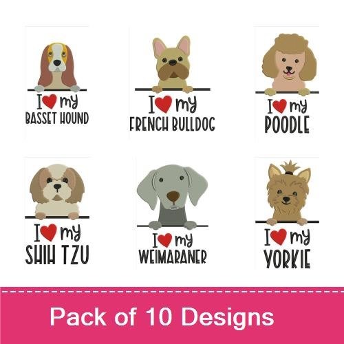 Dog Lover Embroidery Bundle – Basset Hound, French Bulldog, Poodle & More (10 Designs)
