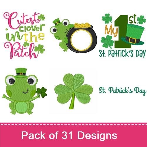 Irish Setter & Leprechaun Gnome Embroidery Bundle – St. Patrick's Day (8 Designs)