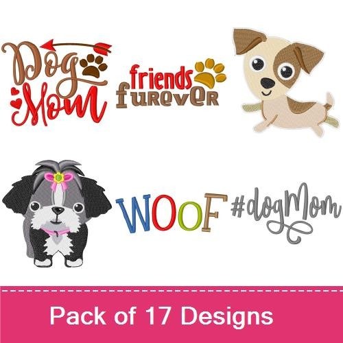 Dog Mom Embroidery Bundle – Shih Tzu & Friends (17 Designs)