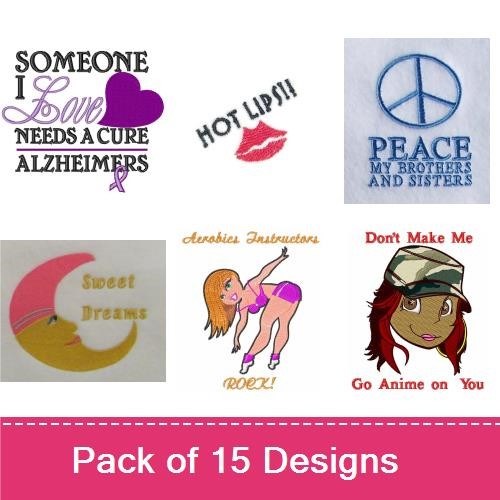 Quirky Sayings Embroidery Designs Bundle – Someone I Love Needs A Cure Alzheimers, Sweet Dreams & More (12 Designs)