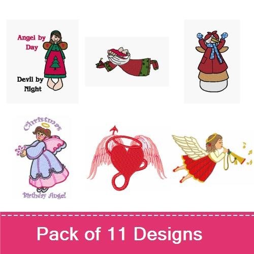 Naughty and Nice Angels Embroidery Designs Bundle – Naughty List, Nice List, I Really Tried & More (11 Designs)