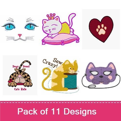 Cat Embroidery Bundle – Playful & Cute Designs (11 Designs)
