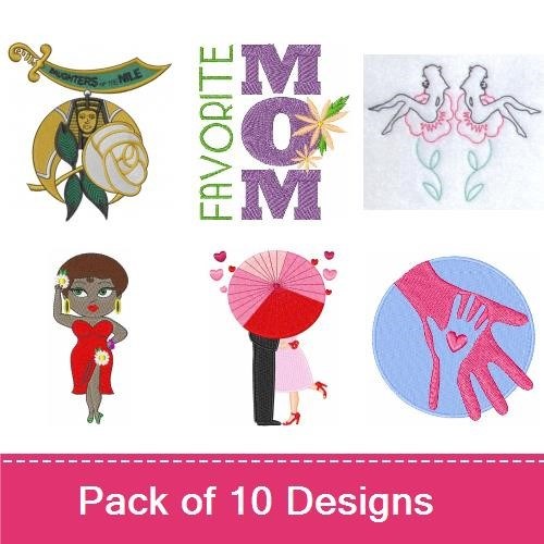 Elegant Women & Floral Embroidery Bundle – Floral Bouquet, African American Woman, Dancing Women & More (10 Designs)