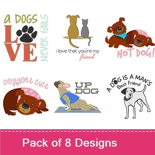 Dog-Themed Embroidery Bundle – Cute Designs (8 Designs)