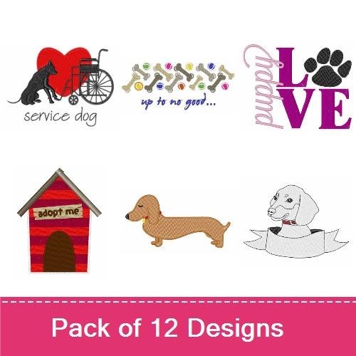Dog & Service Animal Embroidery Bundle – Adoption & Love Themes (12 Designs)
