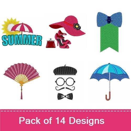 Whimsical Fashion Accessories Embroidery Bundle – Bowtie, Sunglasses, Top Hat & More (14 Designs)