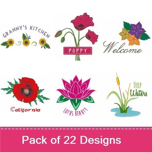 Floral Kitchen Embroidery Designs Bundle – Granny's Kitchen, Poppy, Roses are Red & More (22 Designs)