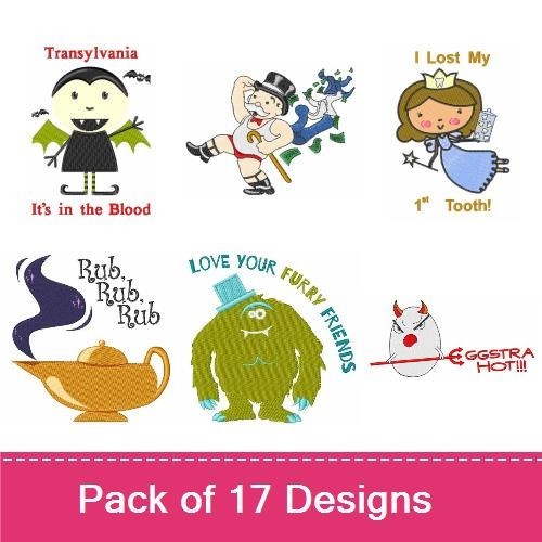 Fun Characters Embroidery Designs Bundle – Gnome with Quote, Balloon Bouquet, Cute Pig & More (17 Designs)