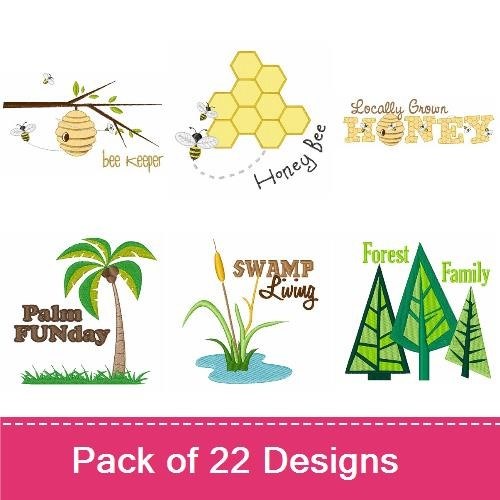 Nature and Bugs Embroidery Designs Bundle – Bee Keeper, Honey Bee, Fireflies & More (22 Designs)