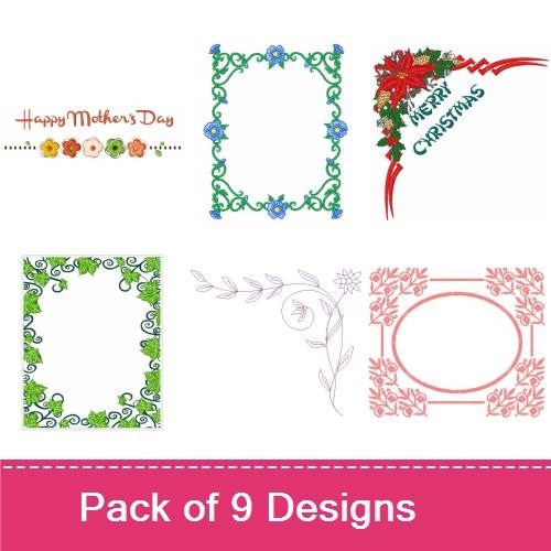 Floral and Seasonal Themes Embroidery Designs Bundle – Floral Vine, Happy Mother's Day, Ornate Frame & More (9 Designs)