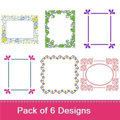 Floral and Scroll Frames Embroidery Designs Bundle – Floral Frame with Flowers, Simple Scroll Frame & More (6 Designs)