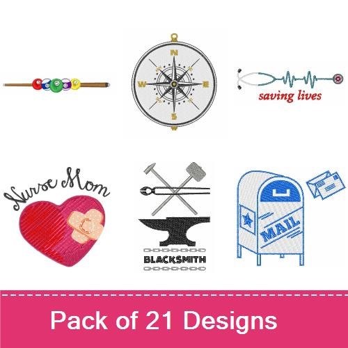 Firefighter & Film Crew Embroidery Designs Bundle – Heart with Bandage, Love Hurts Text, Prescription Bottle & More (21 Designs)