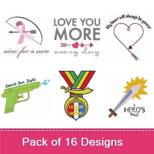 Love and Support Embroidery Designs Bundle – Arrow with Pink Ribbon, Aim for a Cure, Love You More & More (16 Designs)