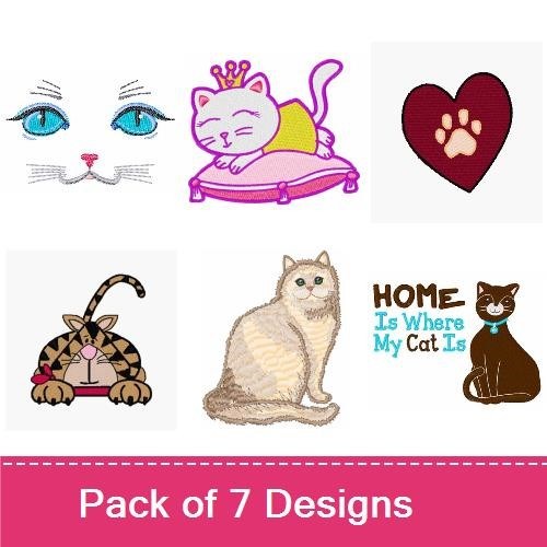 Cat & Kitten Embroidery Bundle – Adorable Designs (7 Designs)