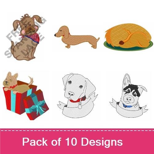 Dog & Puppy Embroidery Bundle – Cute Canine Designs (10 Designs)