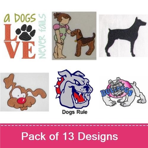 Dog Themed Embroidery Bundle – A Dog's Love and More (13 Designs)