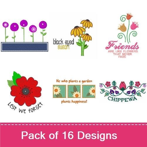 Floral Inspired Embroidery Designs Bundle – Floral Arrangement, English Rose, Prom Queen & More (16 Designs)