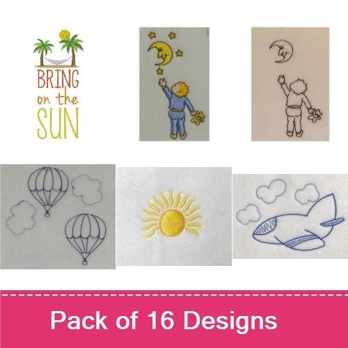 Clouds & Rainbows Embroidery Designs Bundle – Rainbow in a Cloud, Love You to the Moon and Back, & More (15 Designs)