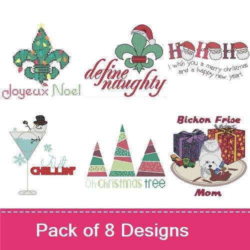 Fleur de Lis & Holiday Embroidery Bundle – Christmas Cheer (8 Designs)