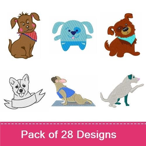 Dog Embroidery Bundle – Cute Canines (28 Designs)