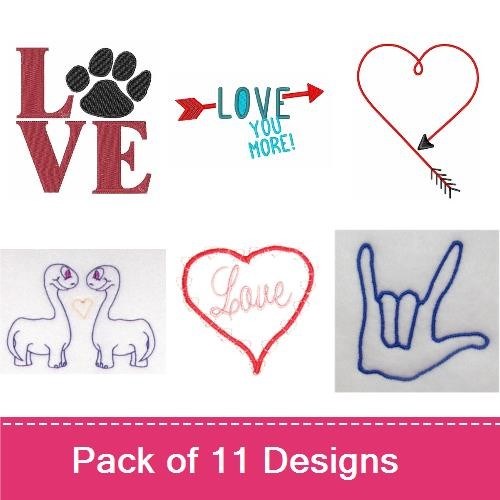 Love & Heart Embroidery Bundle – Cute Expressions (11 Designs)