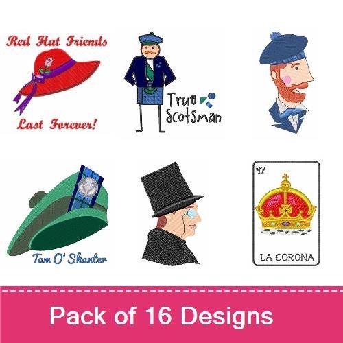 Celebration Embroidery Designs Bundle – Red Hat Friends, Celebration Hat, Festive Tree & More (16 Designs)
