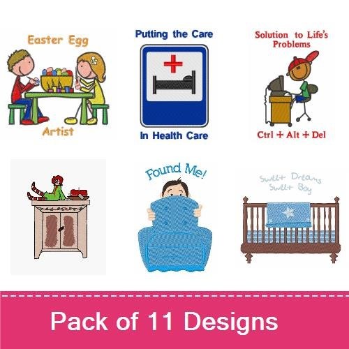 Funny Life Embroidery Designs Bundle – Ctrl Alt Del, Home Sweet Home, Crafty Lady & More (11 Designs)