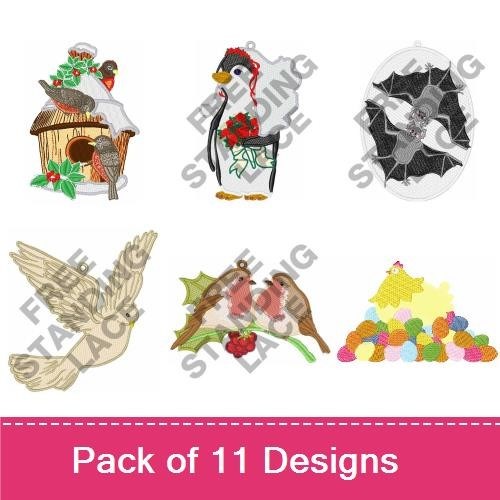 Cute Birds & Penguins Embroidery Designs Bundle – Celebratory Penguin, Penguin Graduate, Chick & More (11 Designs)