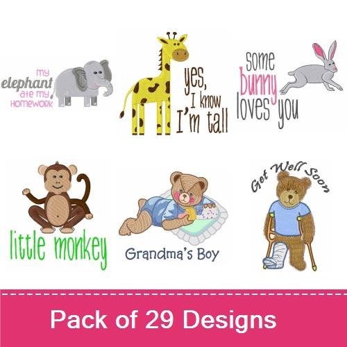 Elephant, Giraffe & Bunny Embroidery Bundle – Cute Animal Designs (29 Designs)