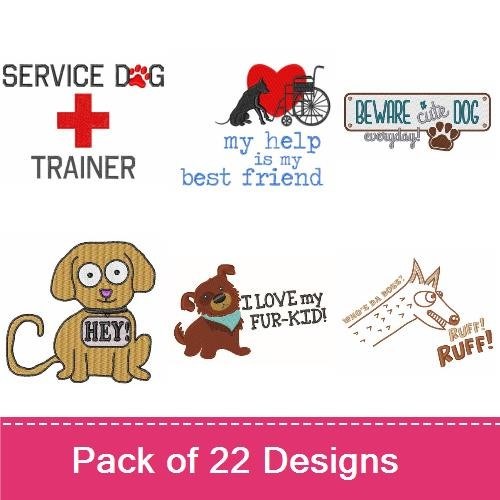 Service Dog & Trainer Embroidery Bundle – Heart & Funny Designs (22 Designs)