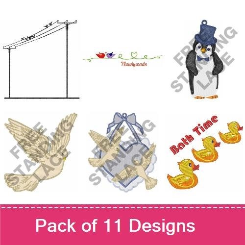 Charming Birds & Nature Embroidery Designs Bundle – Love Birds, Birdhouse, Feed the Birds & More (11 Designs)