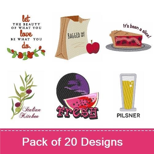 Fresh Fruit Embroidery Designs Bundle – Watermelon Slice, Orange Round, Lime Slice & More (20 Designs)
