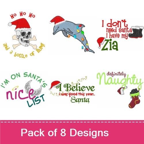 Edgy Christmas Humor Embroidery Designs Bundle – Holiday Cheer Wreath, Skull Christmas, Naughty List & More (8 Designs)