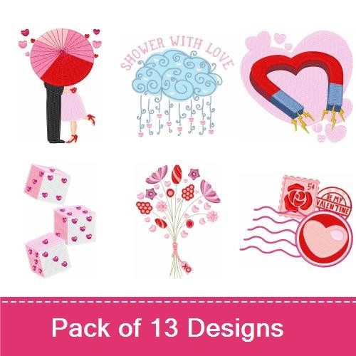 Valentine's Day Embroidery Designs Bundle – Tic Tac Toe with Hearts, Love Letter, Valentine Mailbox & More (13 Designs)