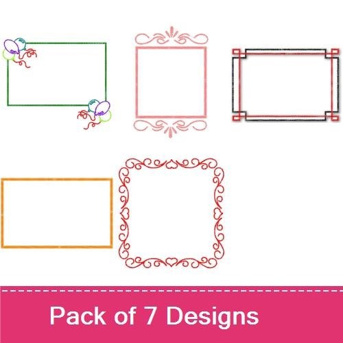 Decorative Scroll Frames Embroidery Designs Bundle – Balloon, Green, Purple Flower & More (7 Designs)
