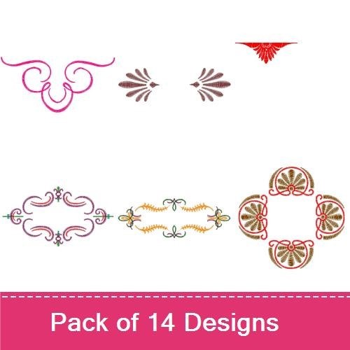 Elegant Scrolls & Flourishes Embroidery Designs Bundle – Scroll Design 1, Flourish Design 1, Ornamental Border & More (14 Designs)