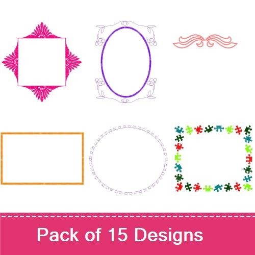 Redwork Colorful Scroll Frame Embroidery Designs Bundle – Scroll Frame with Curtains, Ornate Frame & More (15 Designs)