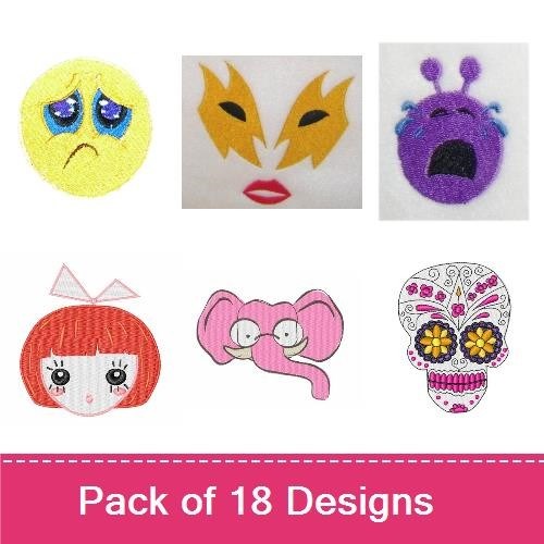 Emoji & Character Embroidery Bundle – Fun Faces (18 Designs)