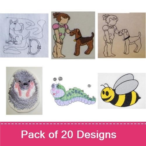 Dog & Child Embroidery Bundle – Fun and Playful Designs (20 Designs)