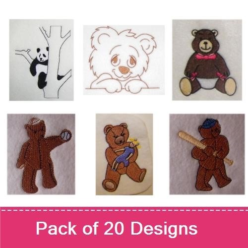 Teddy Bears Embroidery Designs Bundle – Teddy Bear, Girl Reading, Teddy Bear Face & More (18 Designs)
