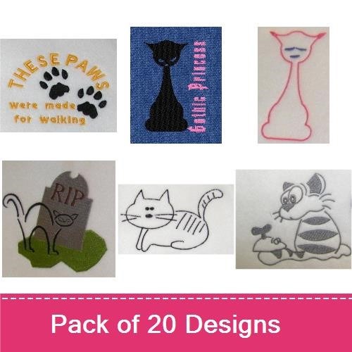 Cat & Paw Print Embroidery Bundle – Fun Designs (20 Designs)