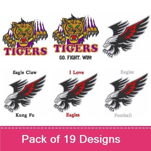 Tigers & Eagles Embroidery Bundle – Sports Team Designs (19 Designs)