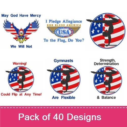 Patriotic Eagle & Holiday Themed Embroidery Designs Bundle – We Will Not Forget, Santa Hat with Hope, & More (39 Designs)