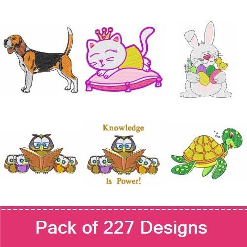 Beagle, Cat, Bunny & Owl Embroidery Bundle – Fun Animal Designs (227 Designs)