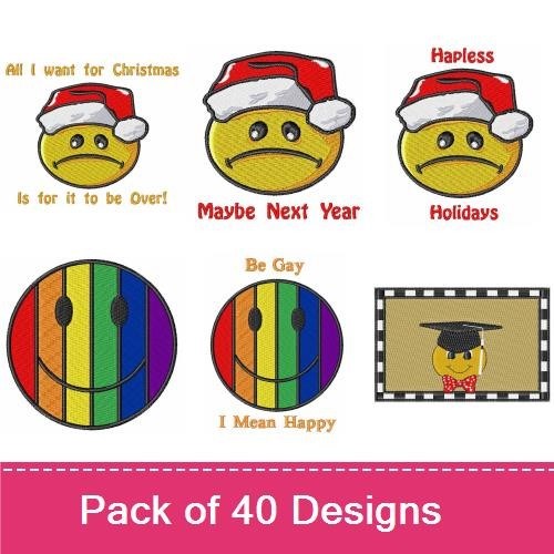 Patriotic Smiley Faces Embroidery Designs Bundle – Smiley Face with American Flag, Soldier Smiley Face, Santa Smiley Face & More (38 Designs)