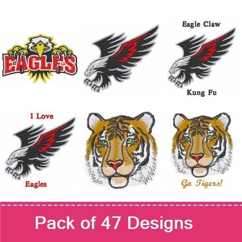 Eagle & Tiger Embroidery Bundle – School Spirit Designs (47 Designs)