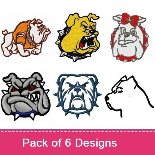 Bulldog Embroidery Bundle – Fierce and Friendly Designs (6 Designs)
