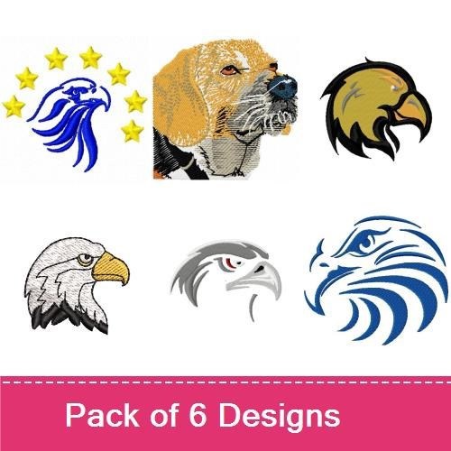 Eagle & Beagle Embroidery Bundle – Animal Designs (6 Designs)